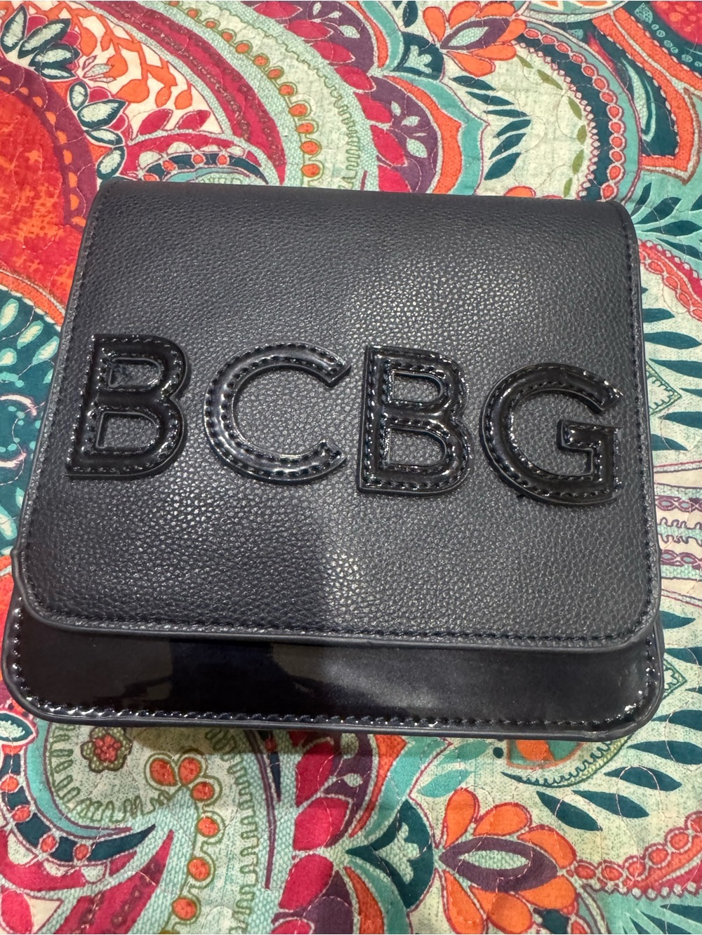 BCBG Black Logo Flap Crossbody Bag